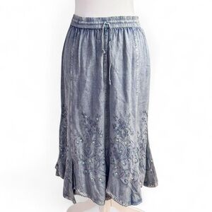Belma Embroidered Blue Denim Skirt